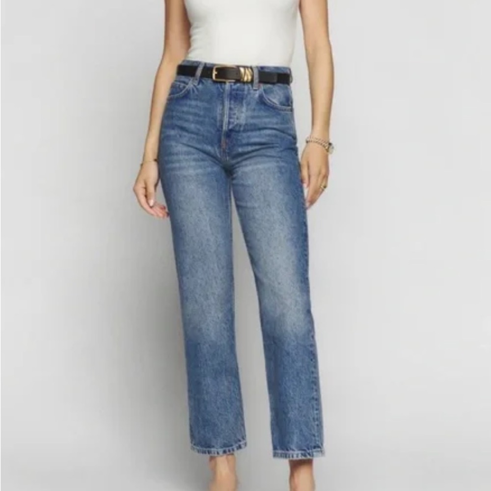 Reformation Cynthia High Rise Straight Cropped Jeans - 27